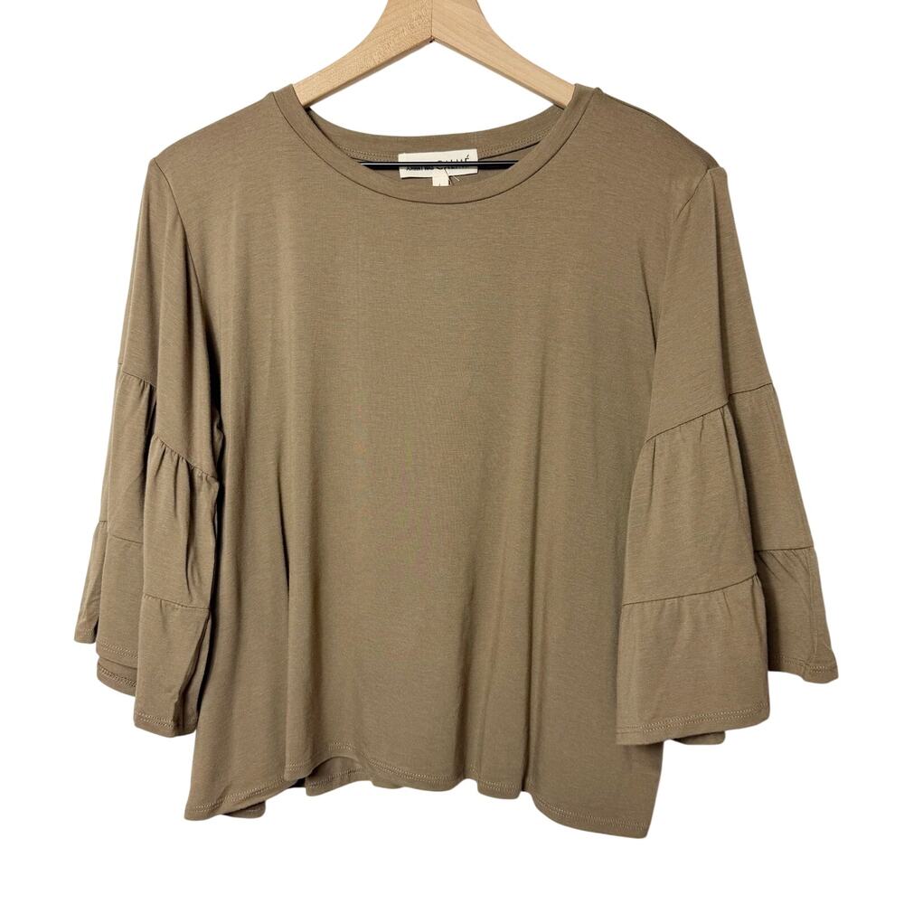 Johnny Was Calme Tiered 3/4 Sleeve Knit Top Women Large NWT